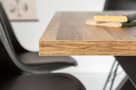 Industriële eettafel 140 cm eiken look met zwarte X-poten - Img 8