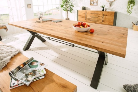 Industriële eettafel THOR 240 cm naturel wild eiken geoliede houten tafel - Img 4
