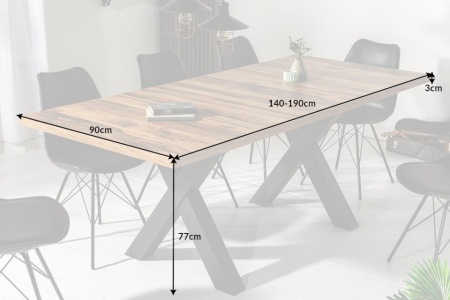 Industriële eettafel uitschuifbaar 140-190 cm eiken look met X-poten - Img 2