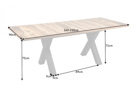 Industriële eettafel uitschuifbaar 160-210cm Oak donker look met X-poten - Img 4