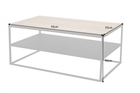 Industriële salontafel APPARTEMENT 95cm geolied eiken met tweede plank - Img 4