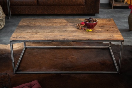 Industriële salontafel BARRACUDA 110 cm salwood met gespikkelde poten - Img 2