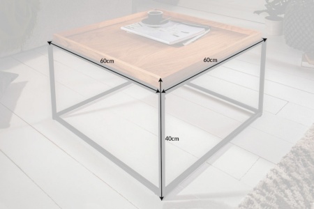 Industriële salontafel ELEMENTS 60 cm naturel eiken afneembaar blad - Img 2