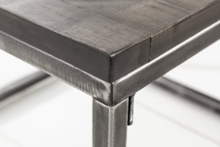 Industriële salontafel INFINITY HOME 100 cm grijs mangohouten frame, gebogen - Img 4