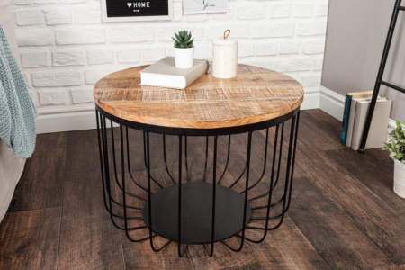 Industriële salontafel LOFT 56 cm natuurlijk massief mangohout - Img 4