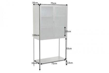Industriële vitrine DURA STEEL 75 cm zwart metalen geribbeld glazen highboard - Img 3