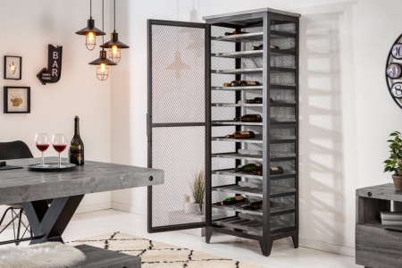 Industriële wijnkast BODEGA 184 cm gerecycled grenen hout grijs wijnrek voor 72 flessen - Img 4
