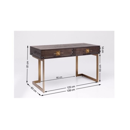 Luxe Bureau Osaka 138x60cm met messing frame - Img 4
