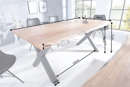 Massief Acacia Hout Boomstam Eettafel 180cm blad dikte 3,5cm - Img 2