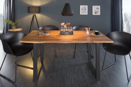 Massief Boomstam Accacia Hout Eettafel 160cm Bladdikte 2.6 cm industrieel sledeonderstel - Img 4