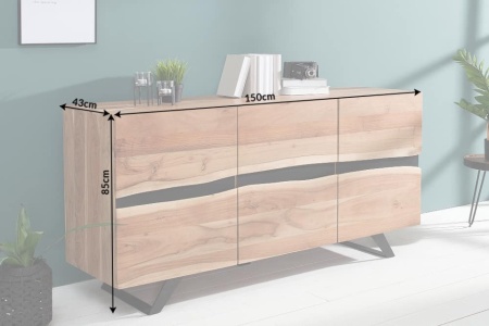 Massief dressoir 150cm zijde acacia met boomrand - Img 2