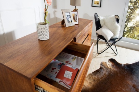 Massief dressoir GENESIS 170 cm bruin gevlamd acaciahout metaal industrieel design - Img 4