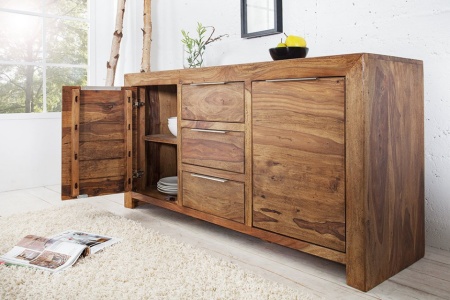 Massief dressoir PURE 135 cm palissander met sheeshamsteen afwerking - Img 4