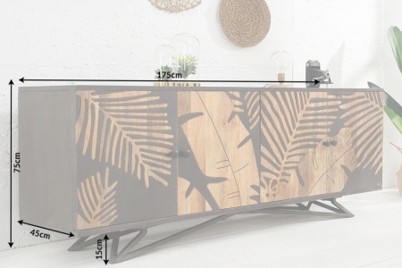 Massief dressoir TROPICAL 175 cm mangohout bloemmotief - Img 8