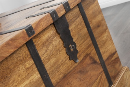 Massief houten salontafel Kist 100 cm Sheesham welke ruimte bied voor 8 flessen wijn - Img 6