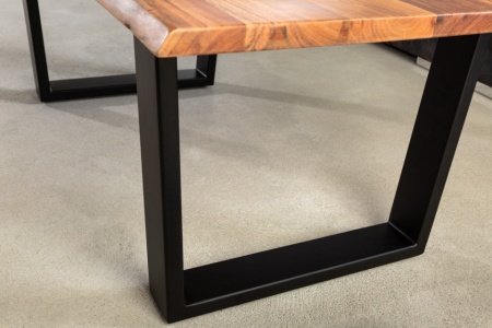 Massief houten salontafel MAMMUT 120cm natuurlijk acacia V-frame zwart 2,5cm tafelblad - Img 4
