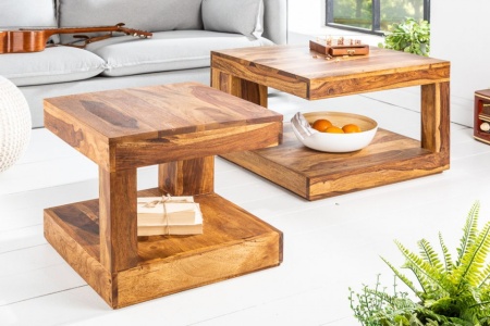 Massief kostbare houten salontafel GIANT 45 cm Sheesham Stone Finish - Img 4