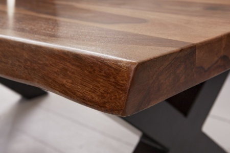 Massief salontafel met boomrand AMAZONAS 110 cm bruin sheesham met X-frame - Img 6