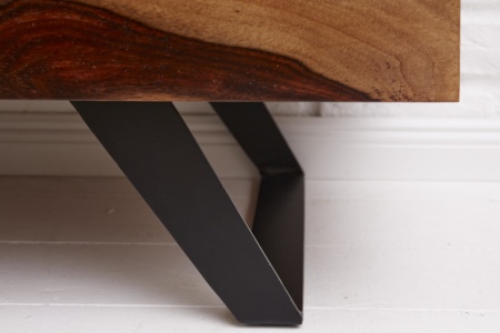 Massief TV lowboard AMAZONAS 160cm bruin sheesham hout met boomrand - Img 6