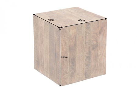 Massieve bijzettafel 40cm gevlamd mangohout op wielen - Img 8