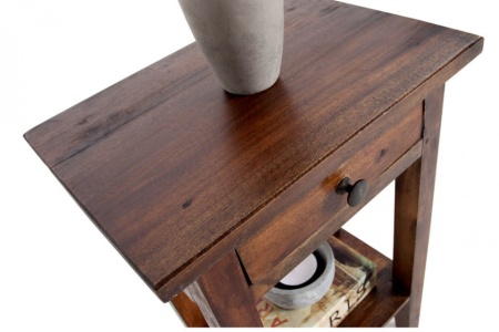 Massieve bijzettafel HEMINGWAY 55cm koffie mahonie Shabby Chic telefoontafel - Img 4