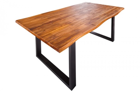 Massieve boomstam eettafel GENESIS 140cm acacia boomrand onderstel - Img 8