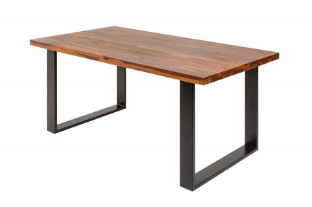 Massieve eettafel IRON CRAFT 160cm Sheesham stone finish Industrial Design - Img 3