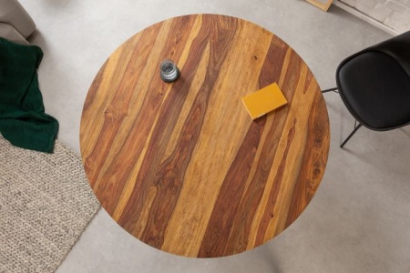 Massieve eettafel MAKASSAR 120cm sheesham rond met haarspeldpoten - Img 4
