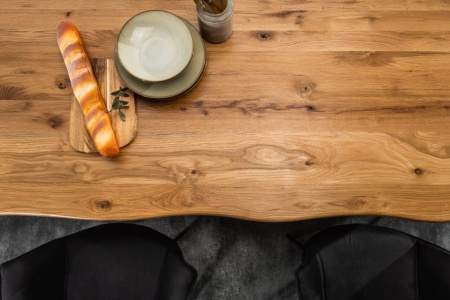 Massieve eettafel met boomrand LIVING EDGE 180 cm geolied wild eiken 3,5 cm tafelblad - Img 5