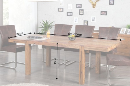Massieve eettafel PURE 120-200cm Sheesham met verlengplaten met een unieke nerf - Img 7