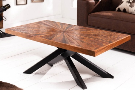 Massieve mangohout salontafel industriële stijl WOOD 105 cm - Img 3