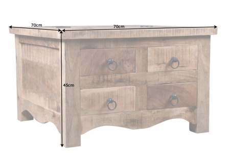Massieve salontafel IRON CRAFT mangohouten ladekast van 70 cm met lades - Img 8