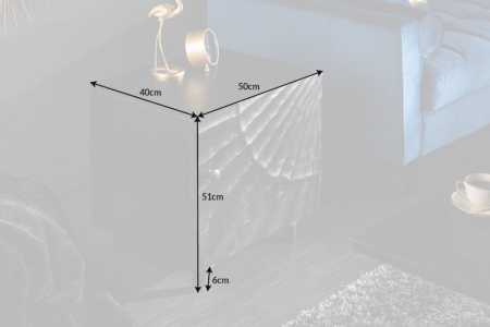 Massieve salontafel SCORPION 50 cm zwart mangohouten bijzettafel met 3D-houtsnijwerk - Img 2