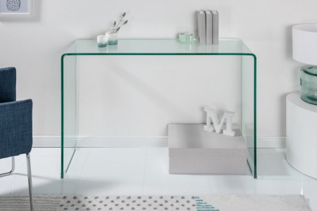 Moderne Design Glazen bureau zoals sidetable 100 cm volledig transparant glas - Img 8