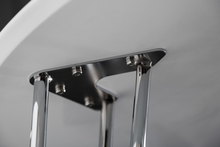Moderne eettafel ARRONDI 90 cm wit chroom ronde bistrotafel - Img 6