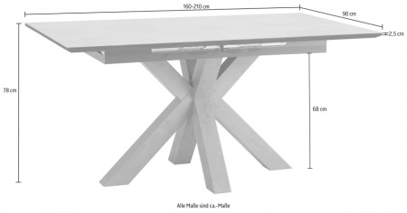 Moderne uitschuifbare eettafel 160-210 cm in keramische look - Img 2
