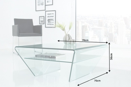 Moderne vierkant glazen transparant salontafel FANTOME 70 cm - Img 8