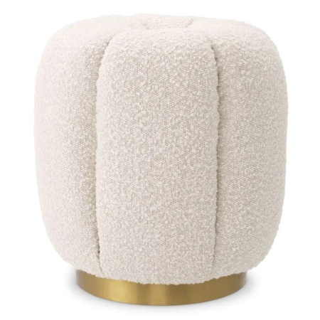 Poef STOOL ORCHANIC Bouclécrème | geborsteld messing afwerking van Eichholtz - Img 2