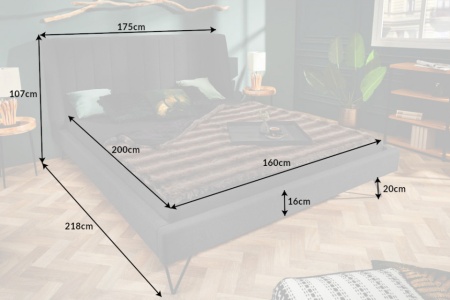 Retro gestoffeerd bed LA BEAUTE 160x200cm antraciet met decoratieve quilting - Img 2