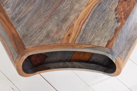 Retro salontafel ORGANIC LIVING 70cm grijs massief sheeshamhout met opbergruimte Hairpin Poten - Img 5