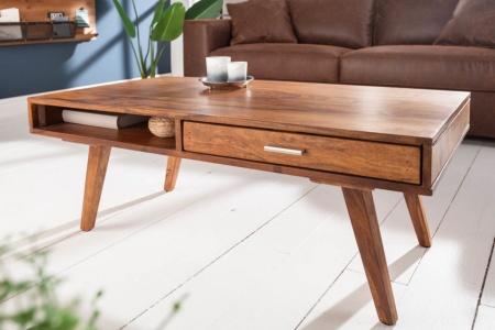 Retro sheeshamhout salontafel met 2 lades 100cm - Img 3