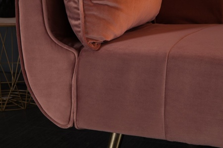 Retro slaapbank 220 cm oudroze fluwelen gouden voeten bed functie 3-zitsbank - Img 5