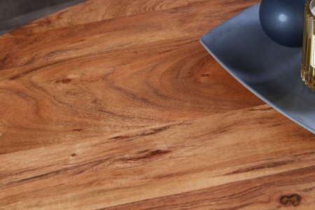 Ronde eettafel SCORPION 120cm natuurlijk acacia massief hout haarspeldpoten retro design - Img 5