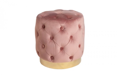 Roze gecapitonneerd Elegante Poef Chesterfield oud rose goud fluweel 37 cm - Img 7