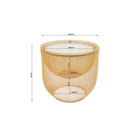 Salontafel Grid Goud Ø50cm met artistieke staalgaas - Img 7
