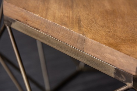 Salontafel Messing met Mangohout Blad Diamond 69 cm naturel - Img 5