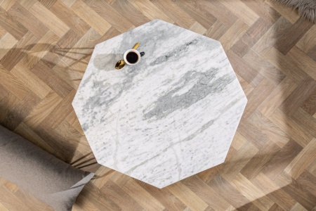 Salontafel Messing met Marmerblad Wit Diamond 69 cm - Img 5