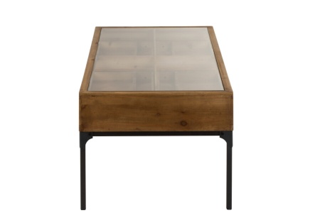 Salontafel Voor Wijnflessen Rechthoek Hout Naturel met glasplaat 120cm - Img 4