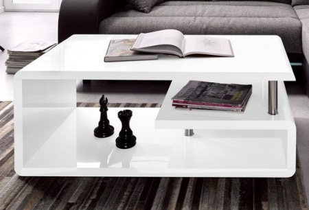 Salontafel wit hoogglans 110cm met opbergmogelijkheden - Img 4