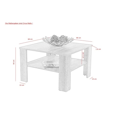 Salontafel WIT MET SCHAP 68x68 cm - Img 2